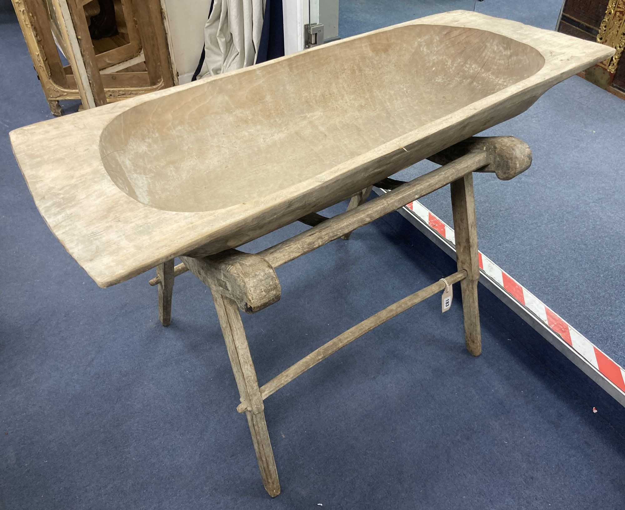 A 19th century flour trough on stand, width 117cm, depth 59cm, height 70cm